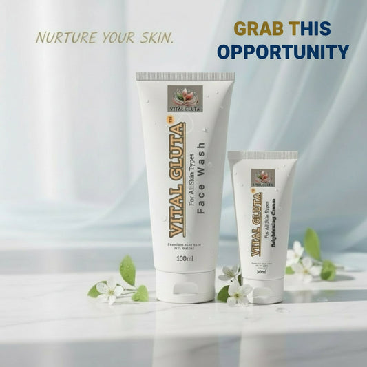 Vital gluta 100ml face wash 30ml brightening cream 